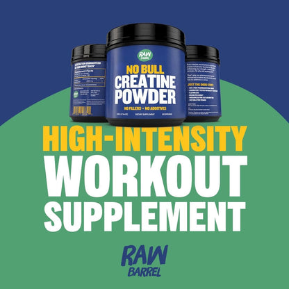 Raw Barrel No Bull Creatine Powder 500g | Monohydrate Creatine for Fast Recovery, Strength & Muscle