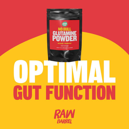 Raw Barrel No Bull L-Glutamine Powder - Unflavored, Micronized, Non-GMO, Vegan, Gluten Free, 300g