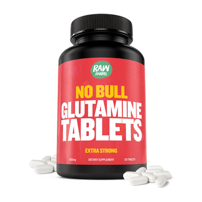 Raw Barrel No Bull L-Glutamine Tablets 1000mg | Non-GMO, Vegan, Gluten-Free