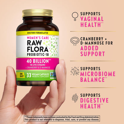 Raw Flora Women's Probiotics — 40B CFU + Prebiotics | 33 Vegan Capsules