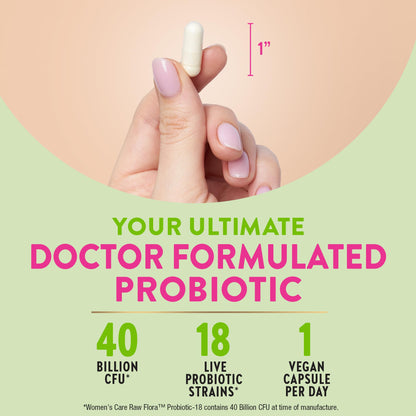 Raw Flora Women's Probiotics — 40B CFU + Prebiotics | 33 Vegan Capsules