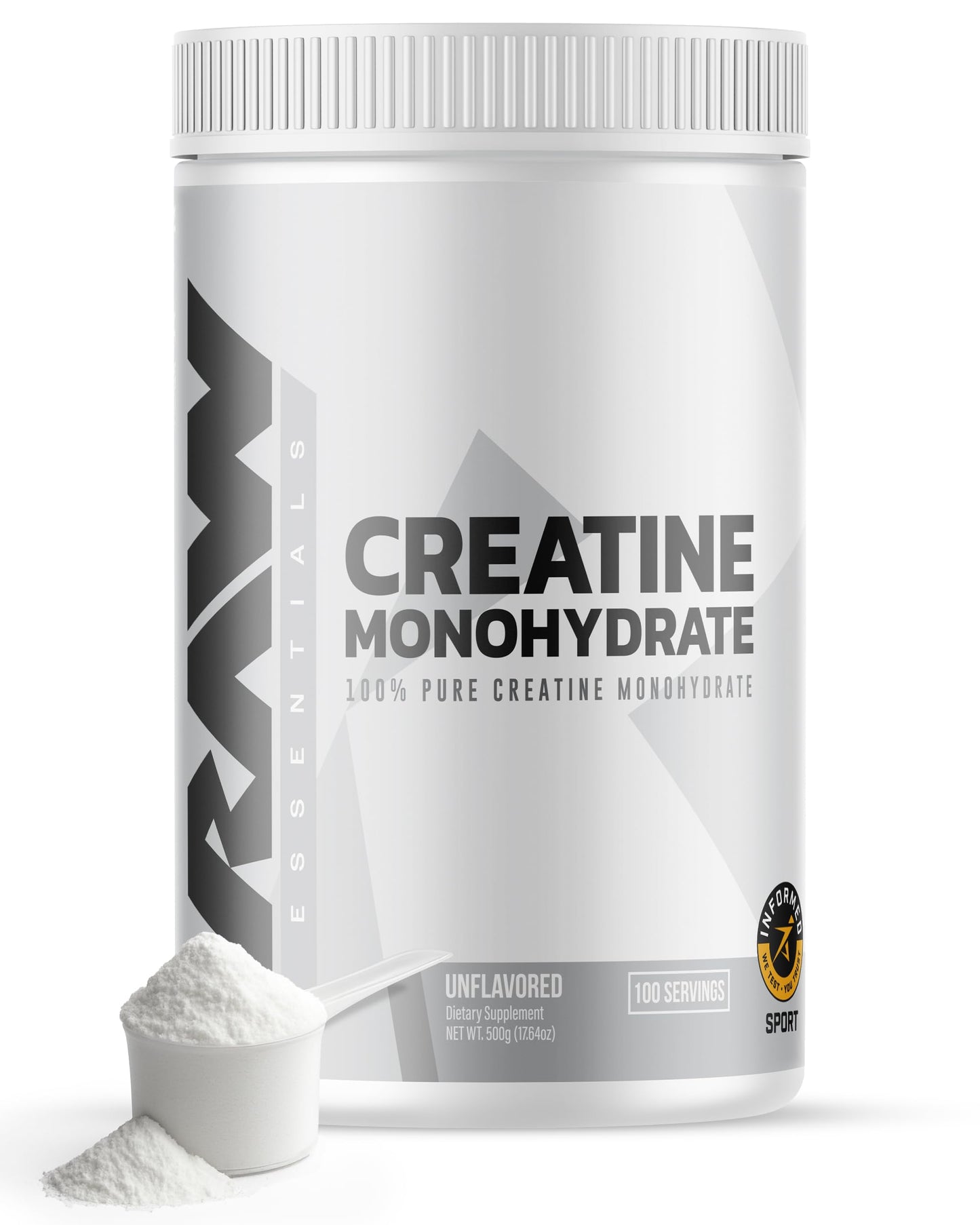 RAW Nutrition Creatine Monohydrate Powder - Unflavored, 100 Servings