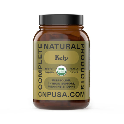 Raw Sea Kelp Powder Capsules 600mg – 100 Vegetarian, Gluten-Free, Thyroid Support