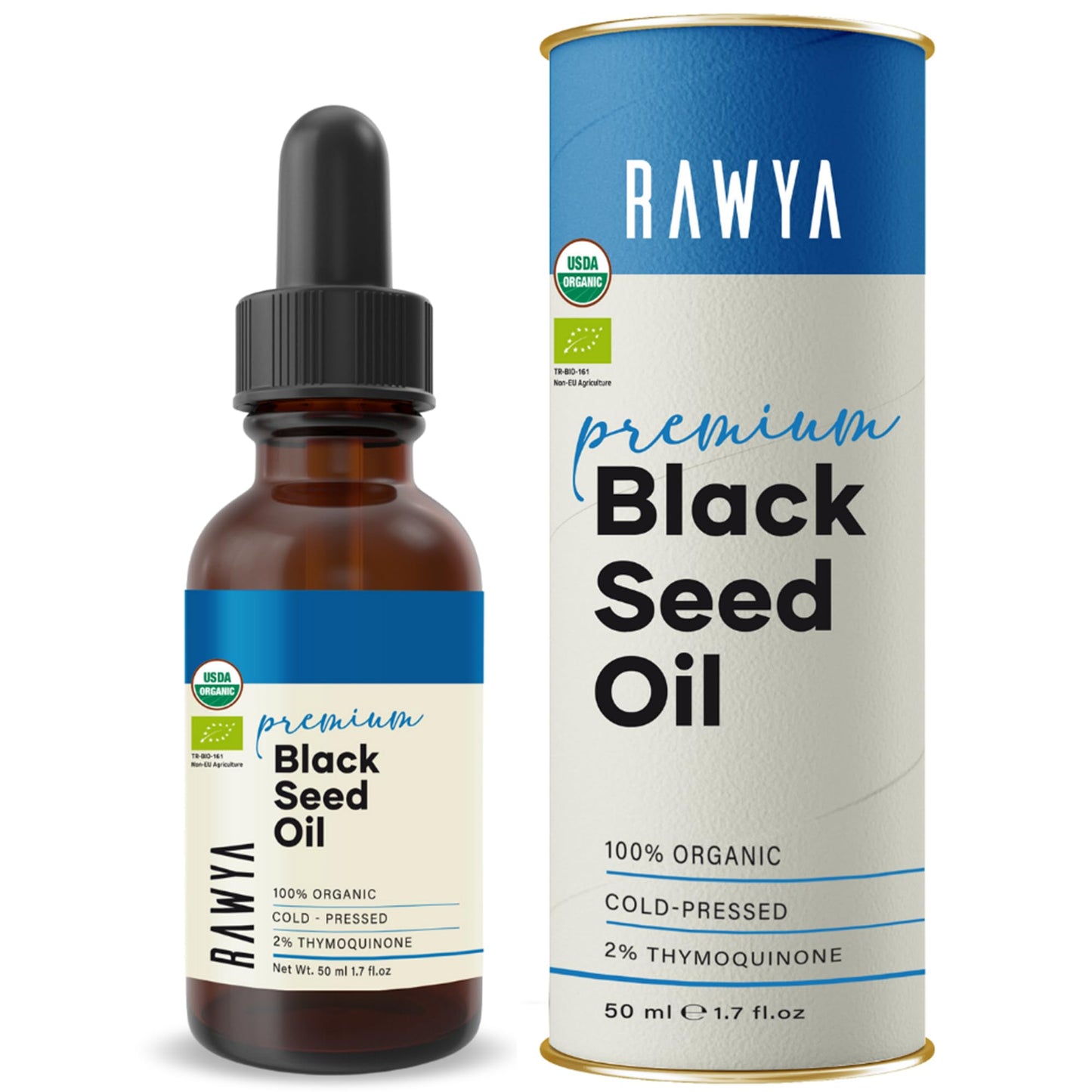 RAWYA Black Seed Oil - Cold Pressed Nigella Sativa | High TQ 2% Kalonji Oil (1.7 fl oz)
