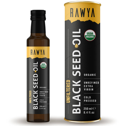 RAWYA Black Seed Oil - Unfiltered - 8.4 oz - Organic Full-Spectrum Cold-Pressed BritishVita | Premium UK Vitamins & Wellness Supplements