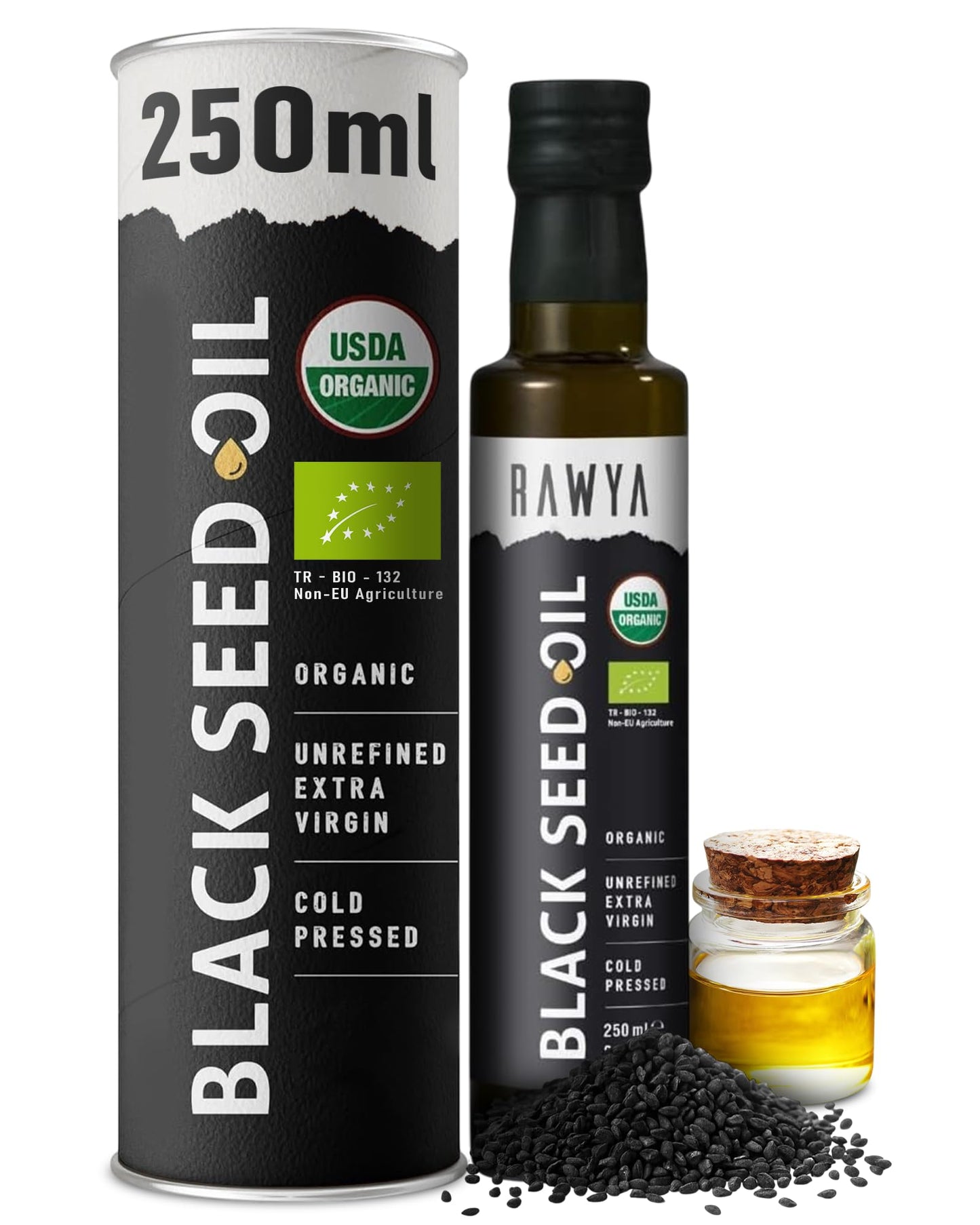 RAWYA Black Seed Oil - USDA Organic, Cold-Pressed, 8.4 fl oz | Nigella Sativa