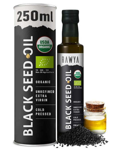 RAWYA Black Seed Oil - USDA Organic, Cold-Pressed, 8.4 fl oz | Nigella Sativa