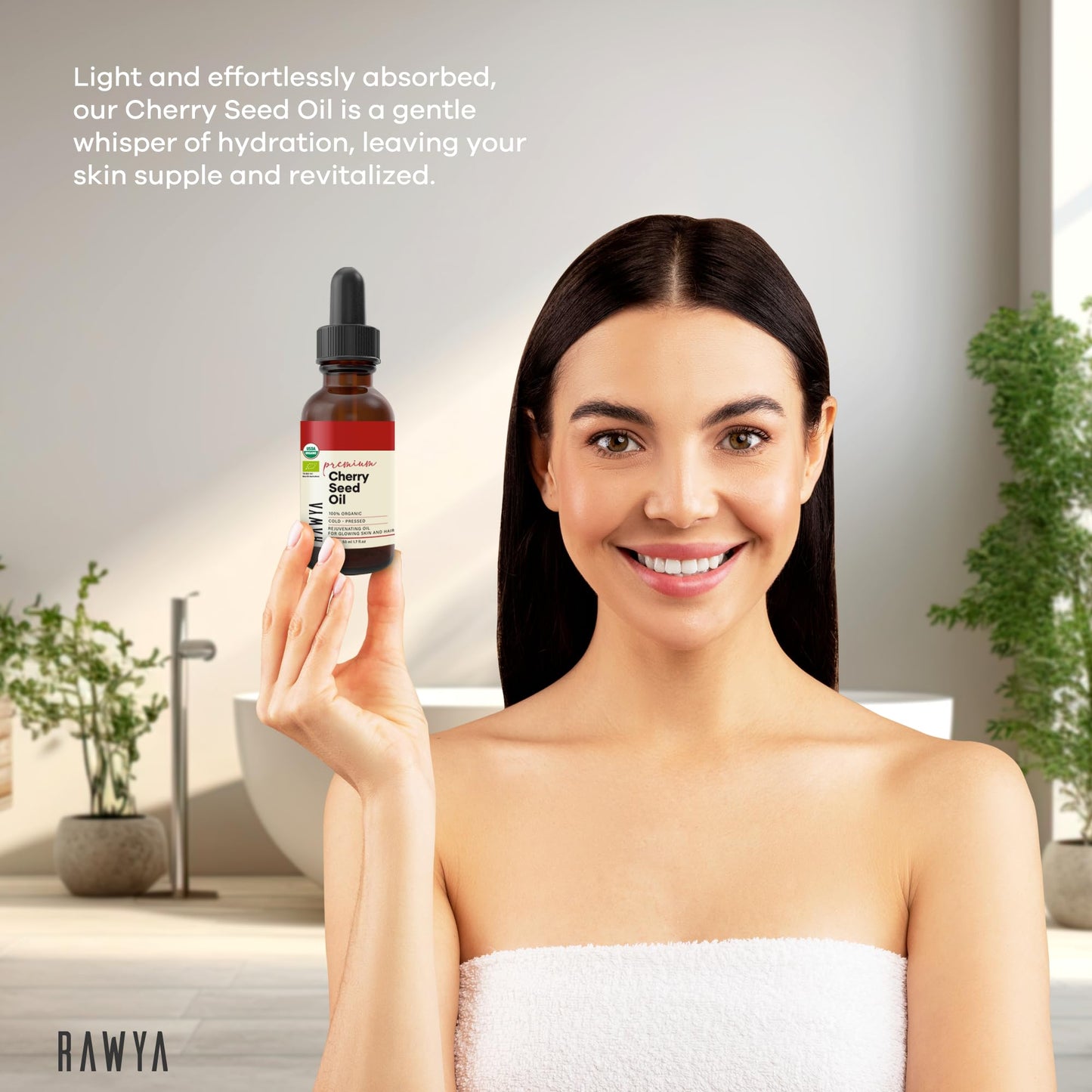 RAWYA Cherry Oil - Cold-Pressed, Unrefined | 1.7 oz Glass Bottle