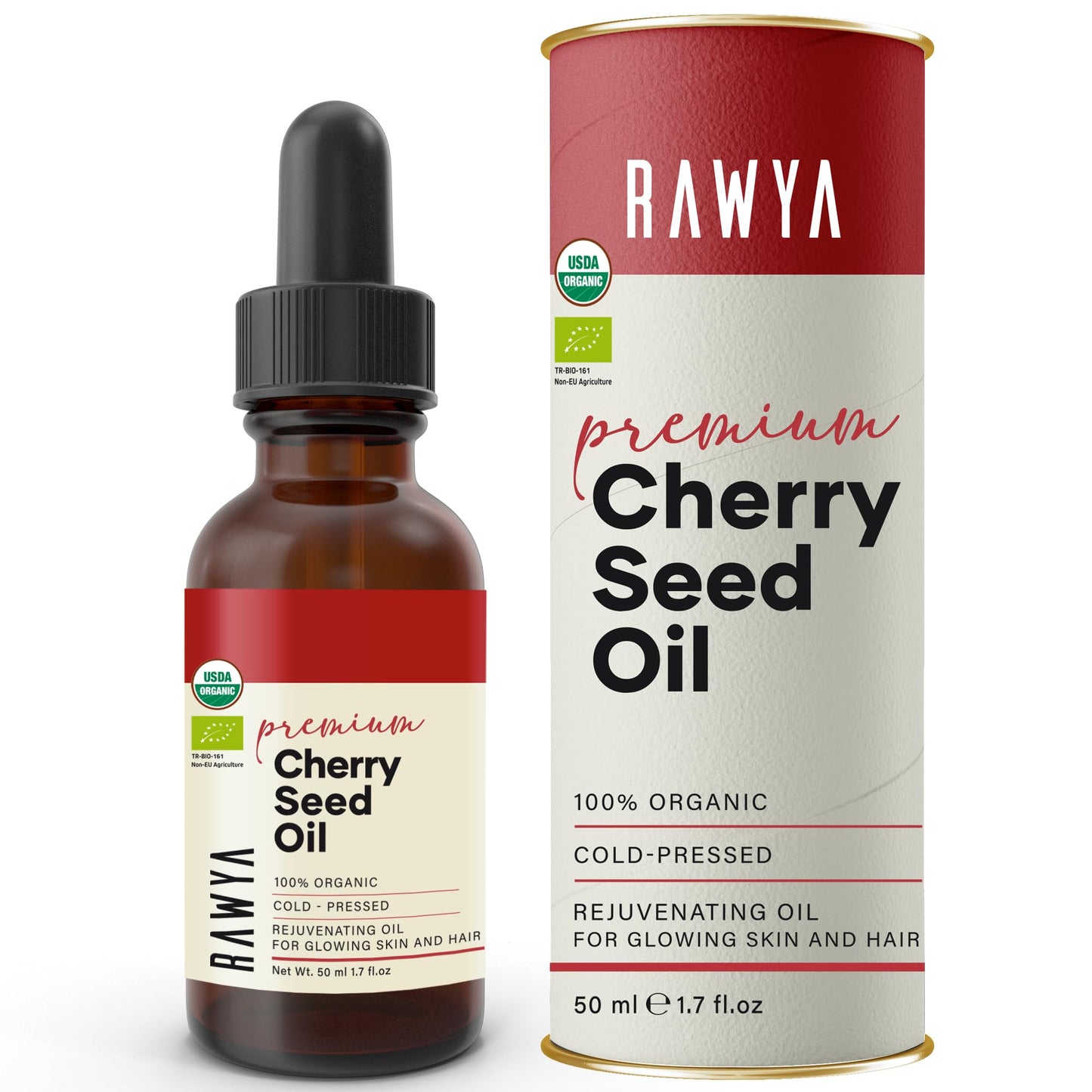 RAWYA Cherry Oil - Cold-Pressed, Unrefined | 1.7 oz Glass Bottle