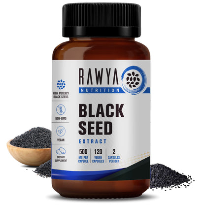 RAWYA Nutrition Black Seed Extract 500 mg - Nigella Sativa, 120 Vegan Capsules | Halal, Pure & Natural