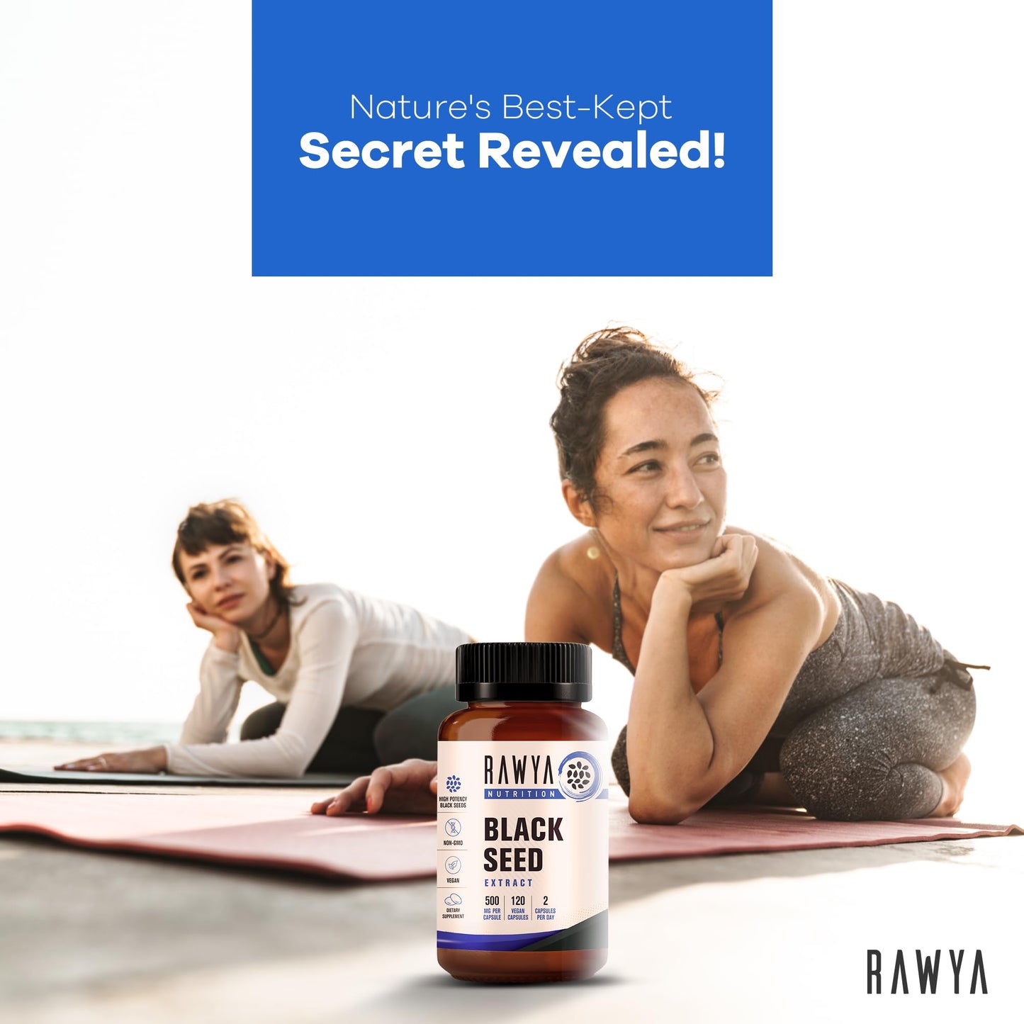 RAWYA Nutrition Black Seed Extract 500 mg - Nigella Sativa, 120 Vegan Capsules | Halal, Pure & Natural