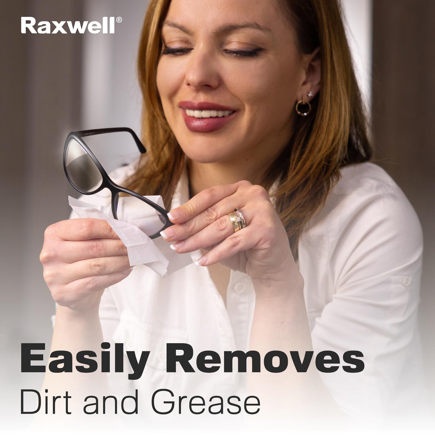 Raxwell Glasses Cleaner Wipes - 200 Count, Unscented, White - Streak-Free Anti-Fog for Glasses, Screens & Devices