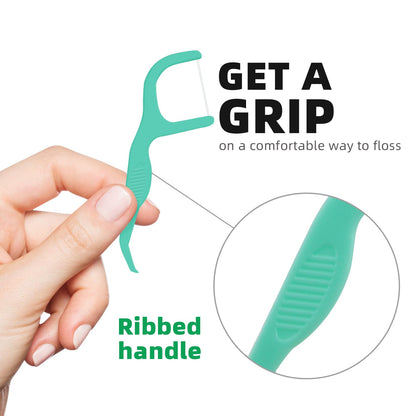 RAZOKO Dental Floss Picks – Mint Flavor, Shred-Resistant, Easy Grip (400 Count Pack of 2)