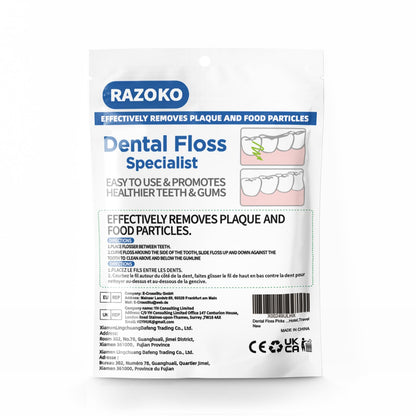 RAZOKO Dental Floss Picks – 500 Pcs Disposable Interdental Toothpicks, Unflavored