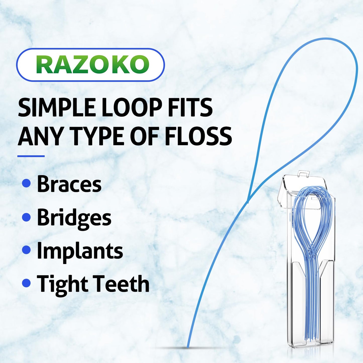 RAZOKO Floss Threaders 140PCS (Pack of 2) for Braces & Implants