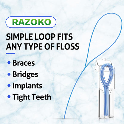 RAZOKO Floss Threaders 140PCS (Pack of 2) for Braces & Implants