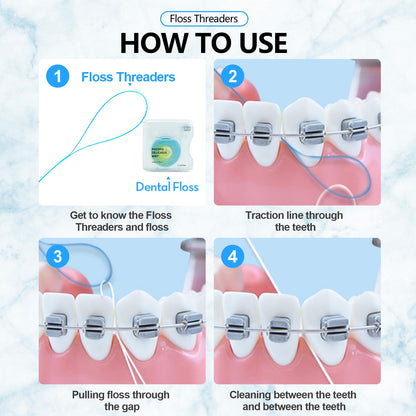 RAZOKO Floss Threaders 140PCS (Pack of 2) for Braces & Implants