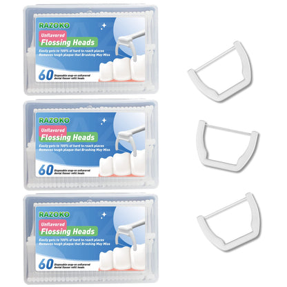 RAZOKO Disposable Snap-On Flosser Refill Heads – 180 Count | Fits RAZOKO Dental Floss Handle