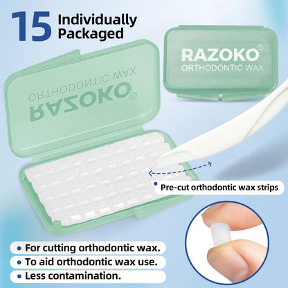 RAZOKO Orthodontic Wax for Braces & Aligners | Pre-cut Dental Wax Strips