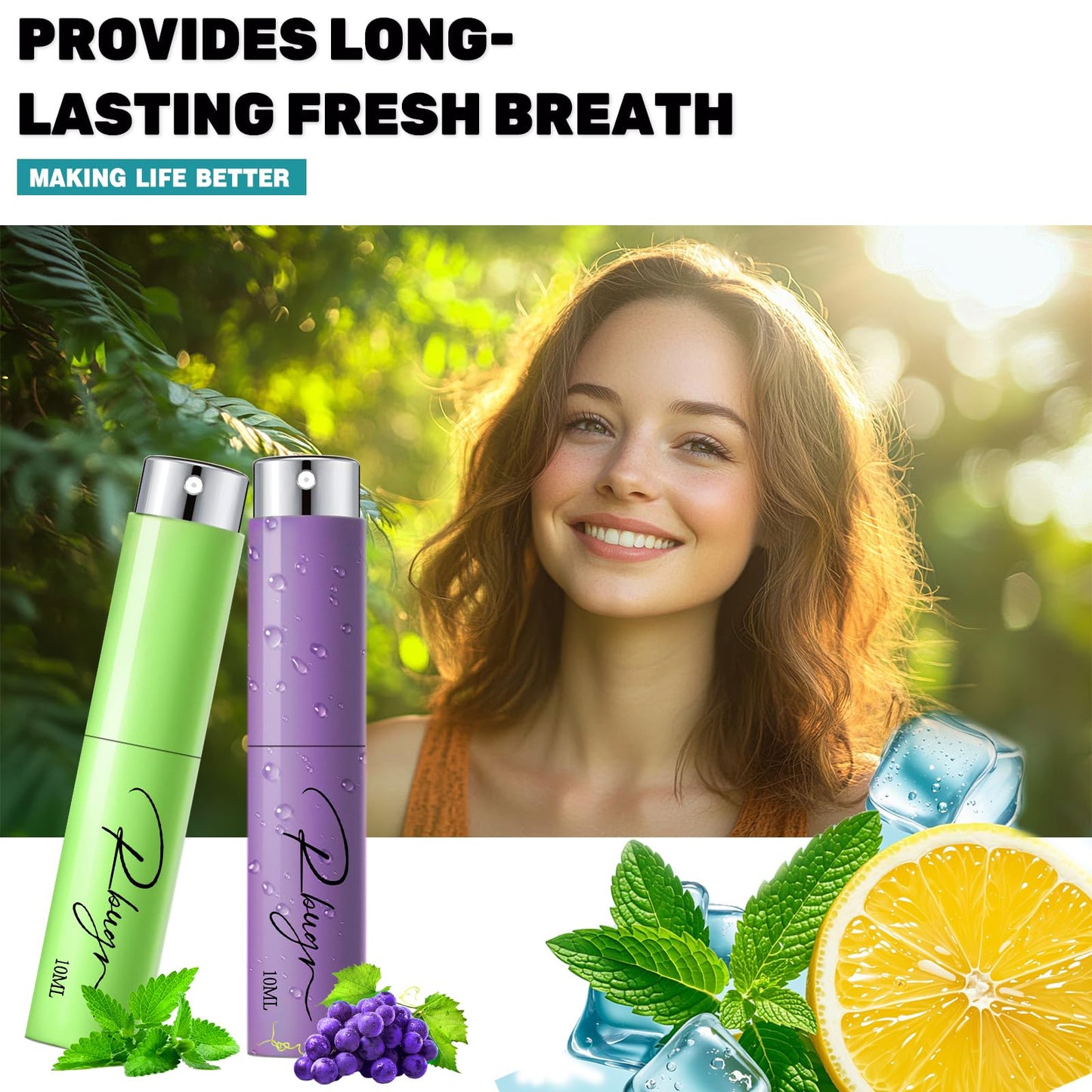 RBUGR Breath Spray 5 Pcs Pack – Fresh Breath, Portable Dry Mouth Spray (10 ml/0.33 fl oz)
