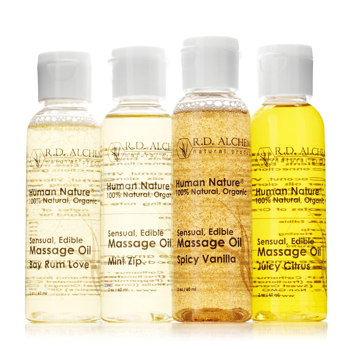 RD Alchemy 100% Natural & Organic Edible Massage Oil Sample Pack – 4 Flavors