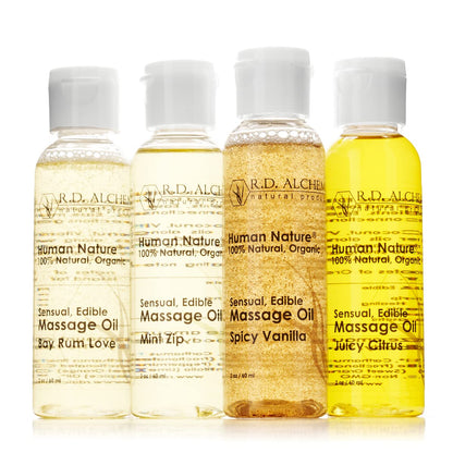 RD Alchemy 100% Natural & Organic Edible Massage Oil Sample Pack – 4 Flavors