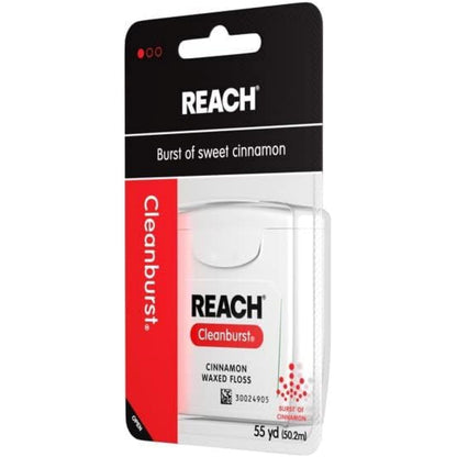 Reach Cleanburst Cinnamon Waxed Dental Floss - 55 Yards (Pack of 12)