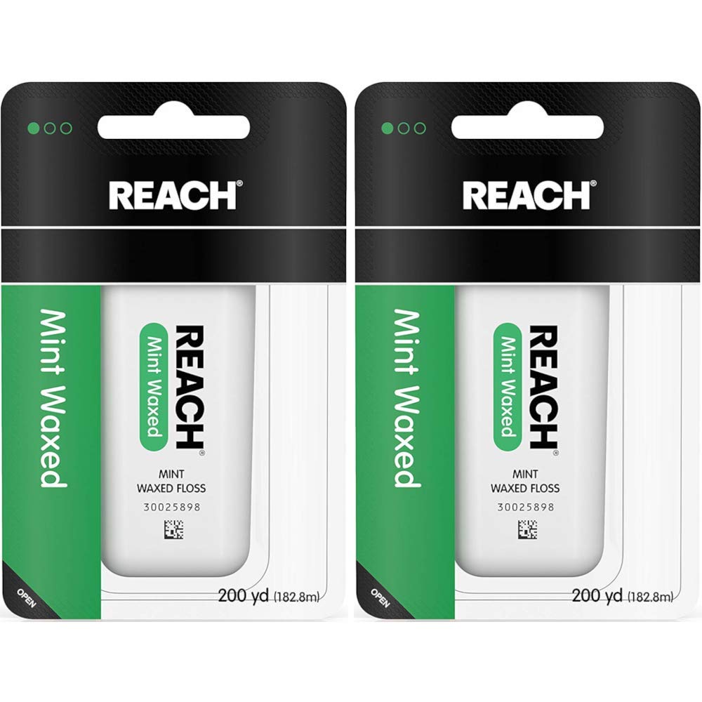 REACH Mint Waxed Floss – 200 Yards (Pack of 2) | Mint Floss for Interdental Cleaning