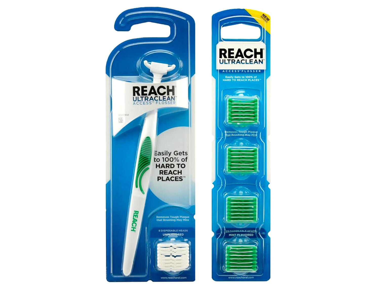REACH Ultraclean Access Snap-On Flosser & Flosser Refill Head – Mint Flavor, 28 ea Pack (1 ea)