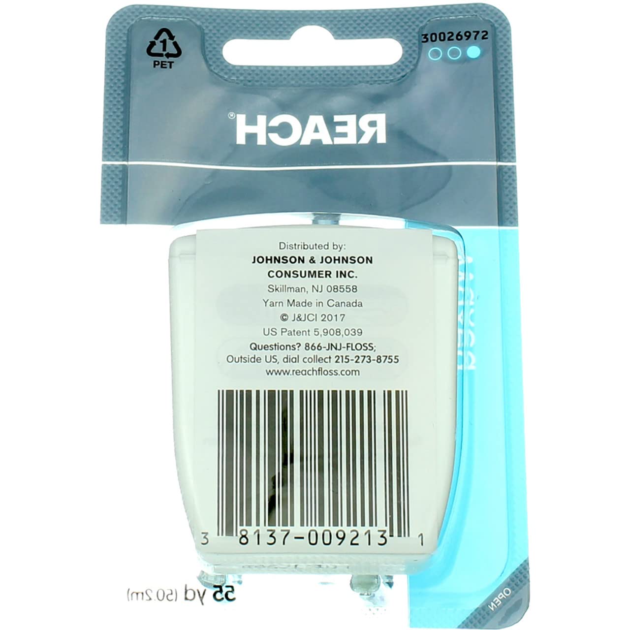 REACH Unflavored Waxed Dental Floss – 55 yds (Pack of 4)