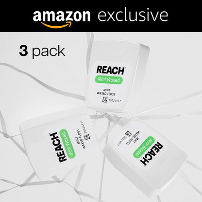 REACH Waxed Dental Floss, 115 yd, 3-Pack Mint - PFAS-Free, Shred-Resistant