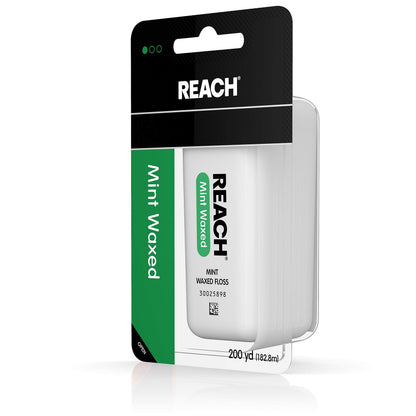Reach Waxed Dental Floss for Plaque and Food Removal, Refreshing Mint Flavor, 200 Yards