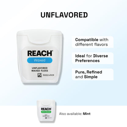 REACH Waxed Dental Floss 3 Pack – 115 yd, Unflavored | 2x Value