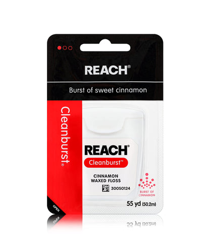 Reach Waxed Dental Floss – Cleanburst Cinnamon, 55 Yards (Pack of 4)