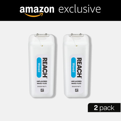 REACH Waxed Dental Floss Unflavored - 200 Yards, 2 Pack, PFAS-Free, Shred-Resistant