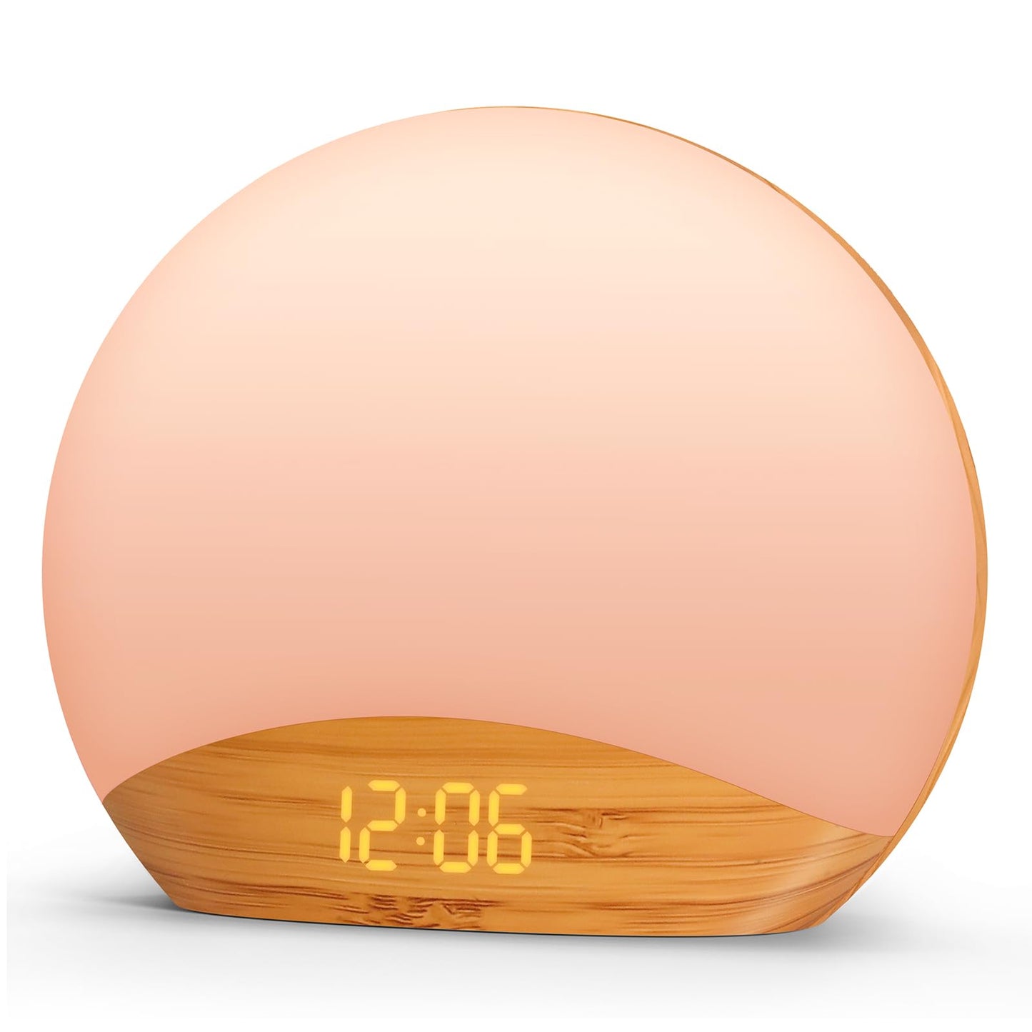 REACHER Wood Grain Sunrise Alarm Clock & Sound Machine | 26 Sleep Sounds, Dimmable Night Light, Wake-Up Light