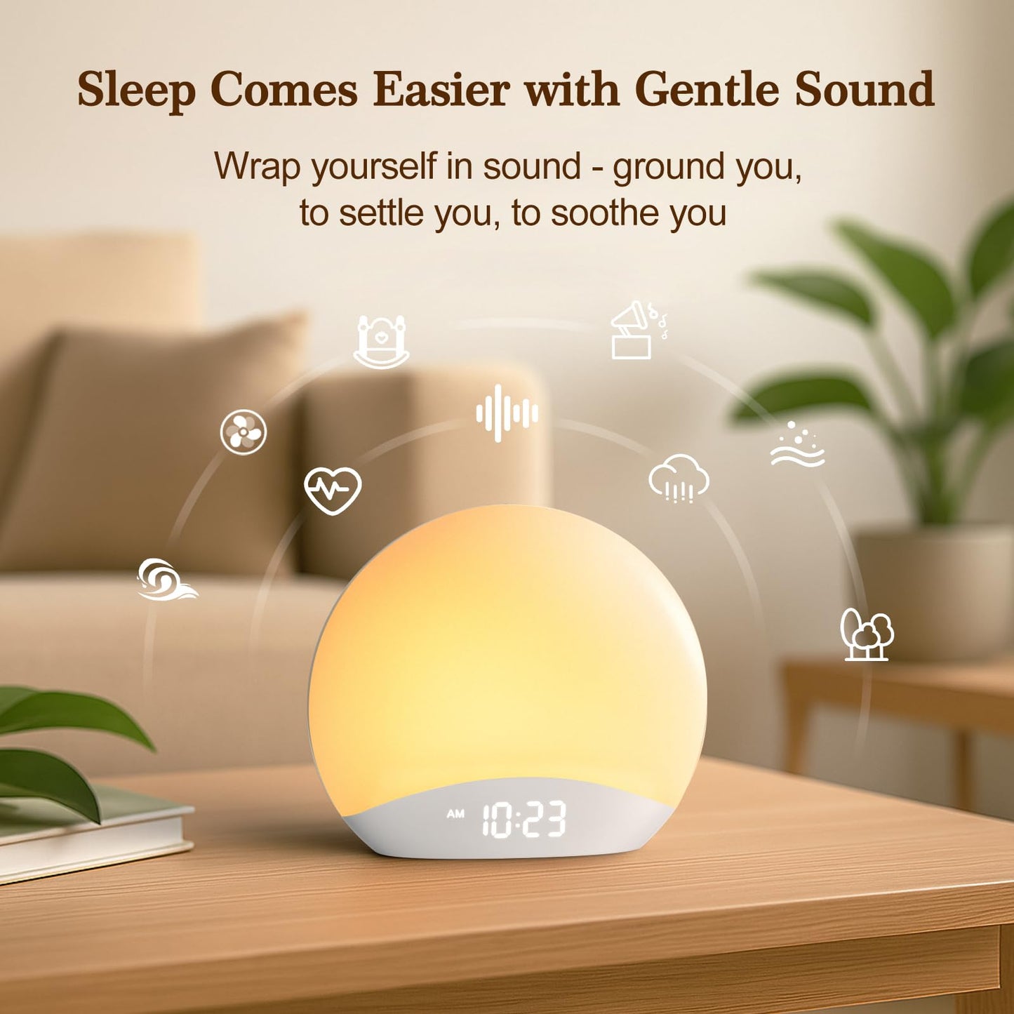 REACHER Sunrise Alarm Clock with Night Light — 26 Sleep Sounds, Dimmable Wake-Up Light