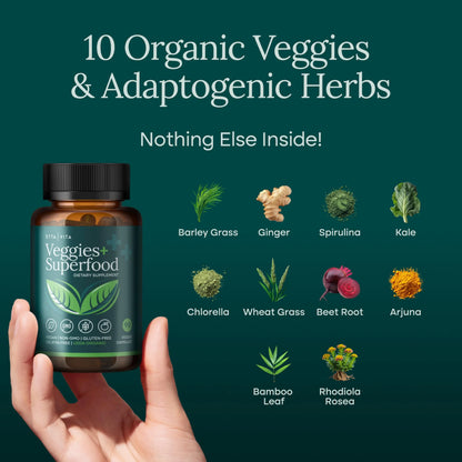 Etta Vita 100% Organic Fruits & Veggies, 180 Capsules – Vegan, Non-GMO, Made in USA BritishVita | Premium UK Vitamins & Wellness Supplements
