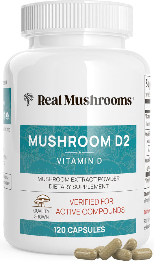 Real Mushrooms Vitamin D2 from Shiitake & Agaricus – 1000 IU, Vegan, Organic BritishVita | Premium UK Vitamins & Wellness Supplements