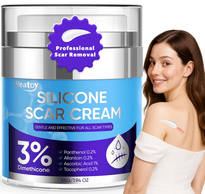 Reatoy Silicone Scar Cream 3% Dimethicone – 55ml for Surgical, C-Section, Acne Scars