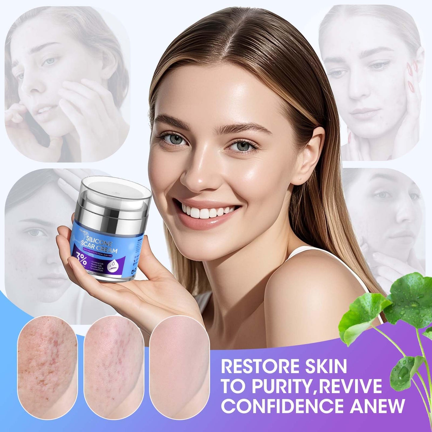 Reatoy Silicone Scar Cream 3% Dimethicone – 55ml for Surgical, C-Section, Acne Scars
