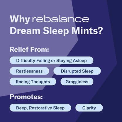 Rebalance Dream Sleep Mints – Natural Melatonin Lozenges | Sugar-Free, 31 Count