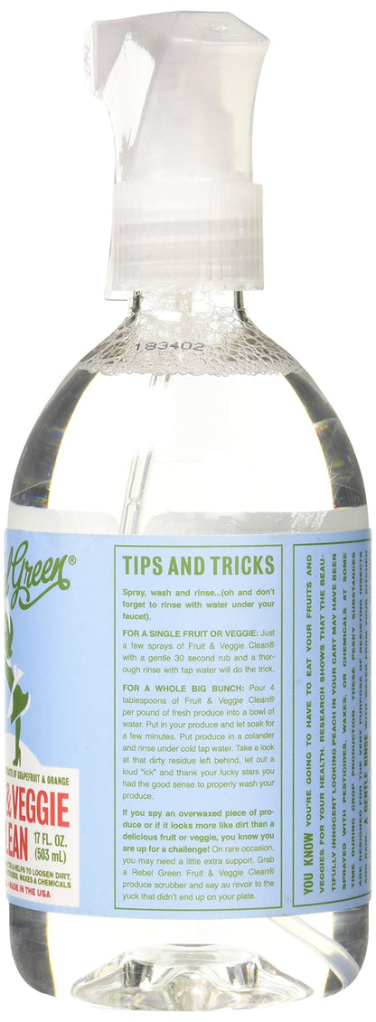 Rebel Green Cleaner Spray Veggie & Fruit – 16 oz | Natural Produce Wash