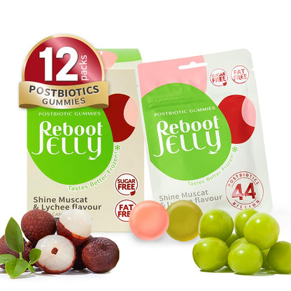 Reboot Probiotic Jelly – 44B CFU Gummies | Vegan, Sugar-Free, Shelf-Stable | Lychee & Muscat