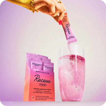 Recess Mood Powder – Calming Magnesium L-Threonate + L-Theanine (Gradient Berry, Pack of 10)