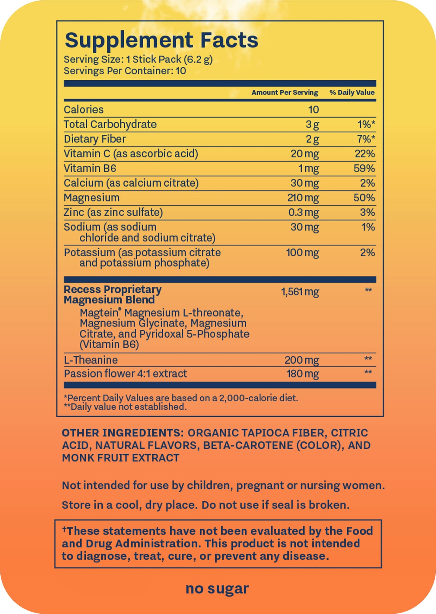 Recess Mood Powder – Magnesium L-Threonate, Passion Flower & L-Theanine, Lemon Citrus (Pack of 10)
