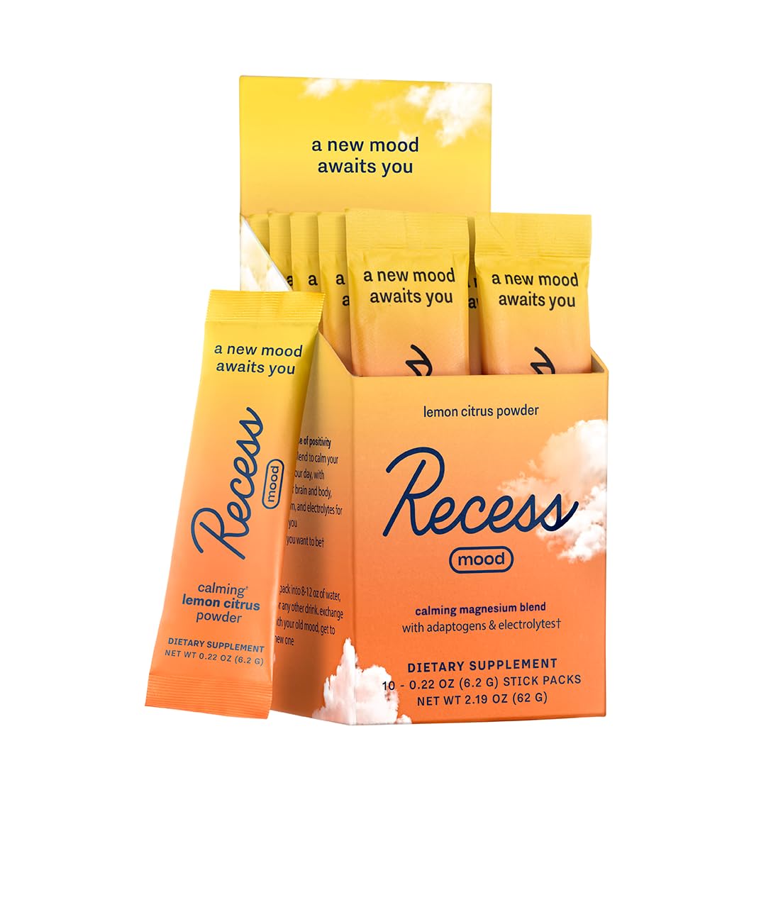 Recess Mood Powder – Magnesium L-Threonate, Passion Flower & L-Theanine, Lemon Citrus (Pack of 10)