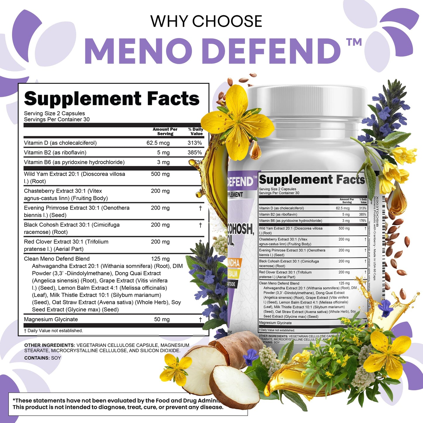 Clean Nutra Wild Yam Root Capsules for Women's Hormone Balance - Pre and Post Menopause Support