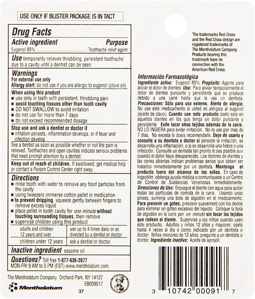 Red Cross Toothache Medication Drops - Fast-Acting Relief, 1 Retail Package