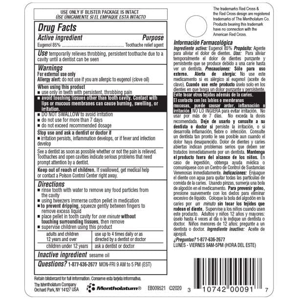 Red Cross Toothache Medication Drops - Fast-Acting Relief, 1 Retail Package
